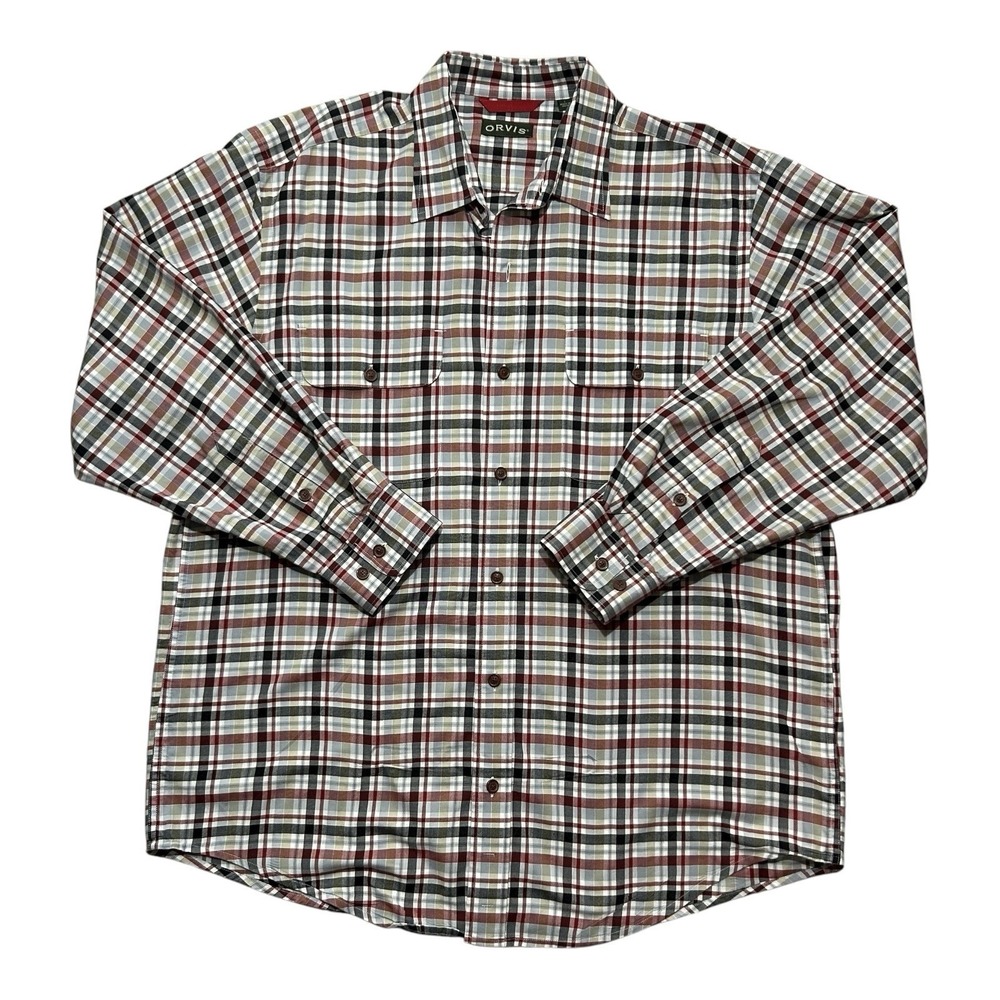 ORVIS Game Bird Plaid Button Up Shirt sz L Cotton Long Sleeve Hunting Lodgewear